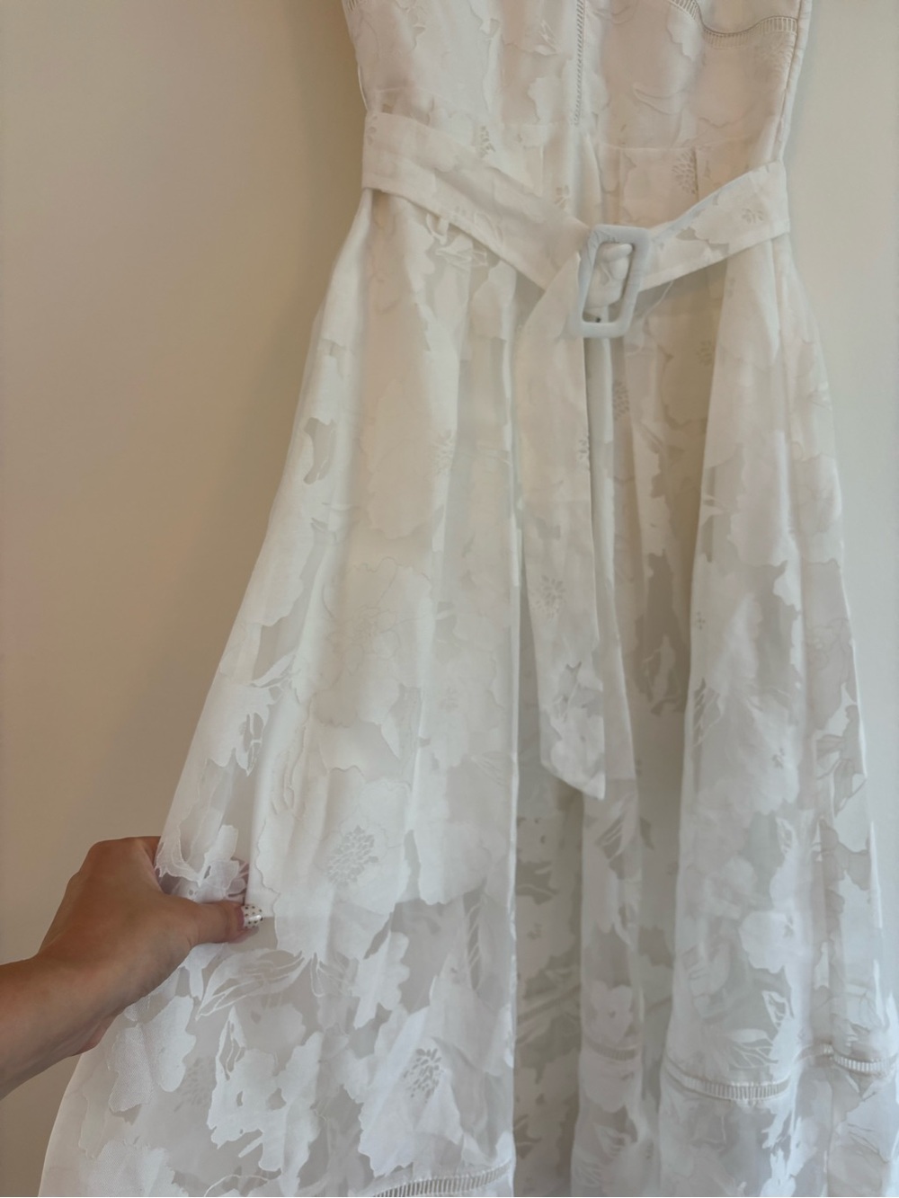Lipsy White Lace V-Neck Midi Dress with Belt - Picture 7 of 12